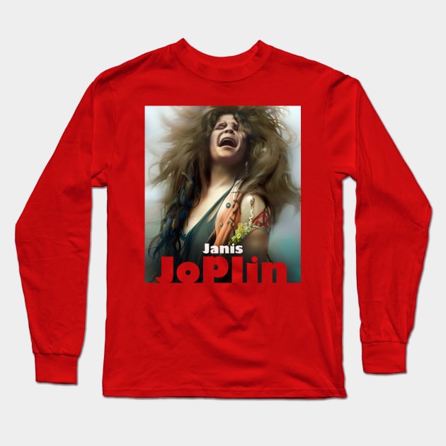 Janis Joplin Long Sleeve T-Shirt by IconsPopArt